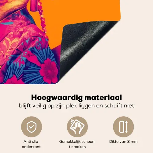 Kimono - Hondje - Bloemenkroon - Oranje Inductie beschemer met haakjes klein -ky-onderkant-nl