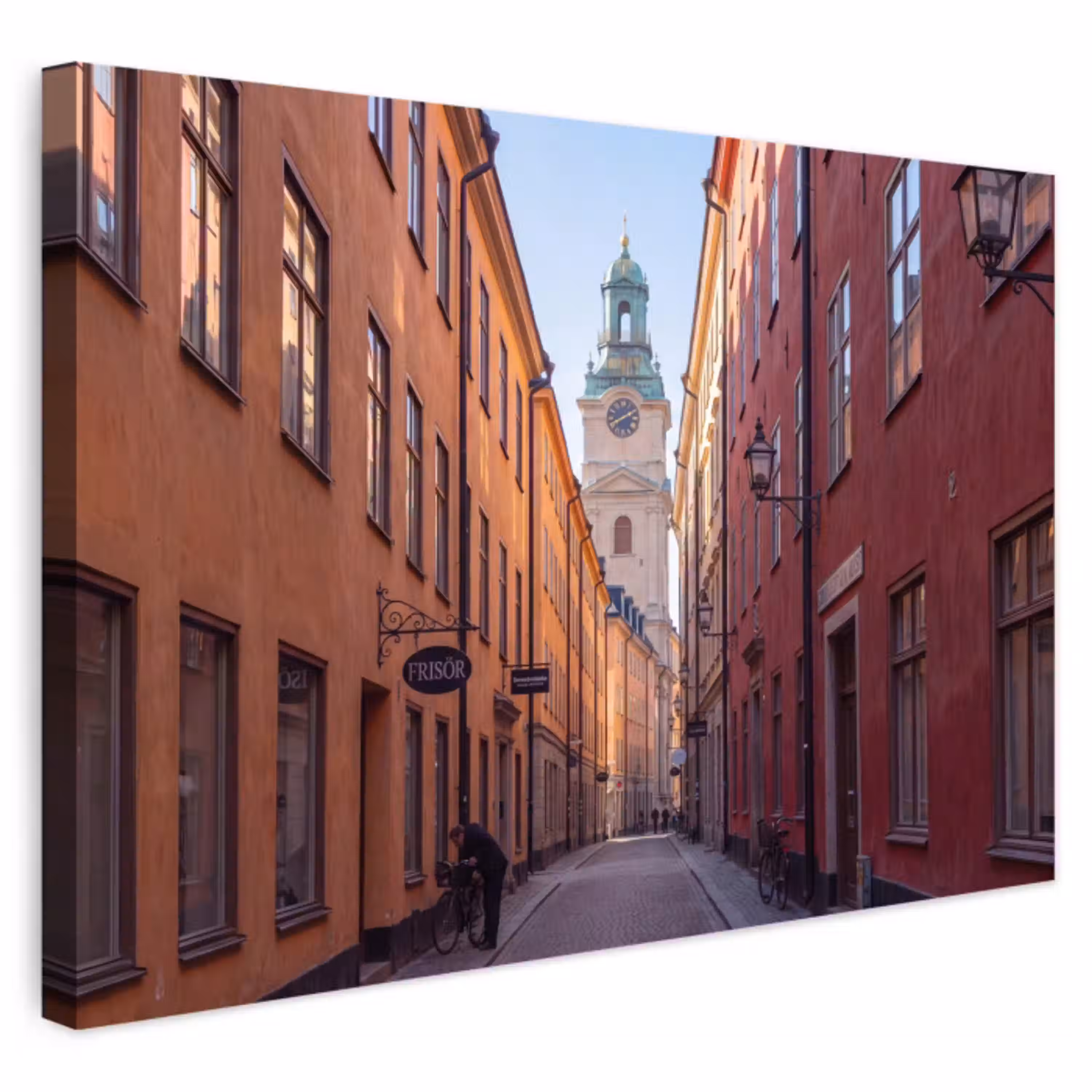 Straat - Klokkentoren - Stad - Architectuur - Historisch Tuinposter op houten frame 2 cm dik klein -3d