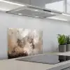 Verf - Abstract - Beige - Kunst keuken achterwand spatscherm klein -3d_schuin