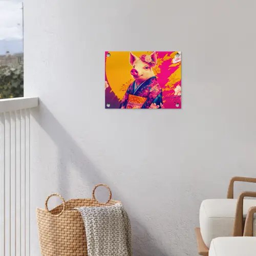 Varken - Bloemkroon - Kimono - Abstract tuinposter los doek klein -sfeer8