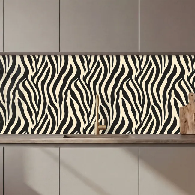 Kitchen splashback - Zebra - Print - Classic - Black