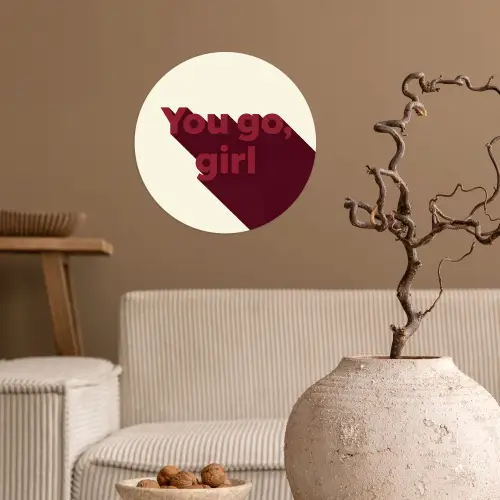 you go girl - 3D - Rood Wandcirkel behangsticker klein -sfeer1