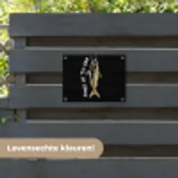 Vis - Zwart - Goud - Tekst tuinposter los doek klein -sfeer3