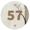 Boomsilhouet beige achtergrond - Traditioneel Naambord Rond klein -3d