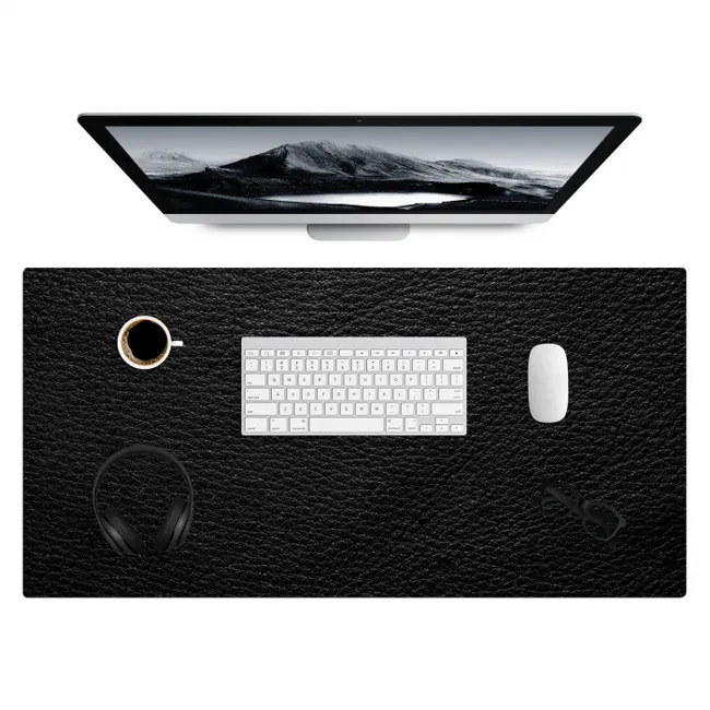 Desk Mat - leather-leather-look-black-gray-print