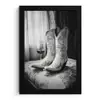 Wijn - Cowboylaarzen - Raamlicht - Wit fotolijst zwart zonder passe partout klein -3d