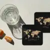 Wereldkaart - Beige - Zwart onderzetter kurk middel -sfeer4