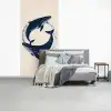 Walvissen - Spetters - Cirkel - Donkerblauw fotobehang vinyl groot -slaapkamer