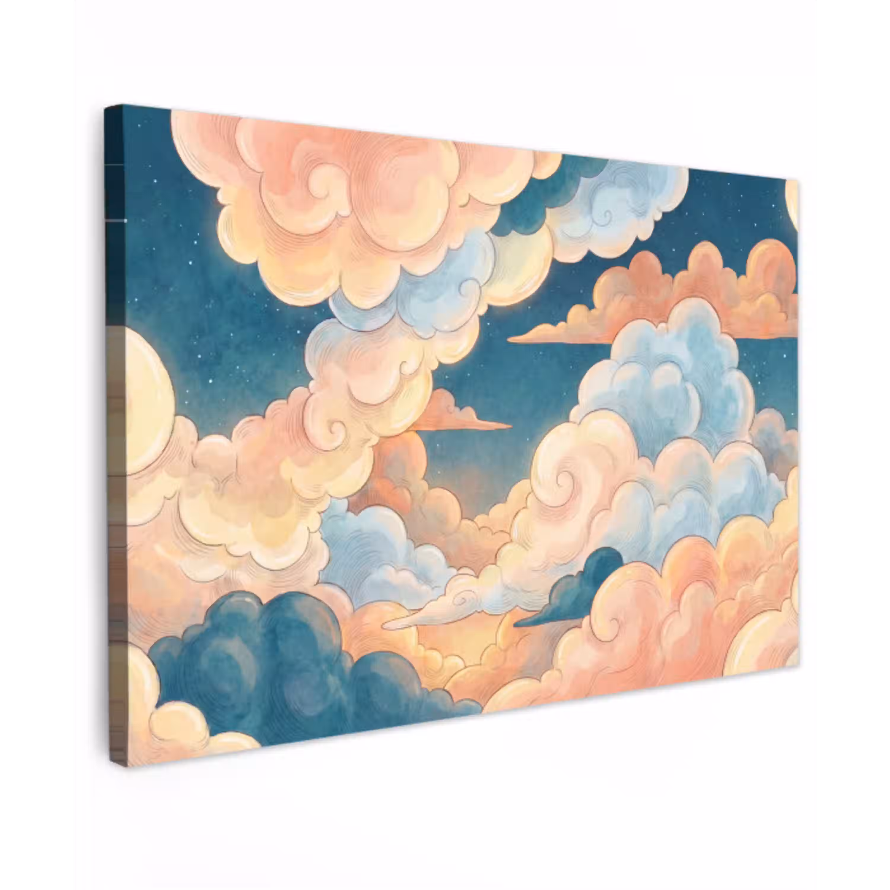 Wolk - Lucht - Natuur - Illustratief - Oranje canvas 2cm klein -z3d