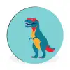 Dinosaurus - Blauw - Zonnebril Wandcirkel aluminium klein -3d