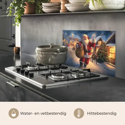 Kerstman - Dorp - Hert - Donker keuken achterwand spatscherm klein -usp_NL