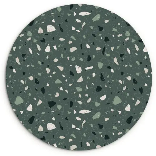 Terrazzo -  Patroon - Kleurrijk - Groen Wandcirkel kunststof plaat 5mm dik klein 188 -3d