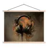 Koptelefoon - Bruin - Verf - Vintage textielposter latten blank klein -3d
