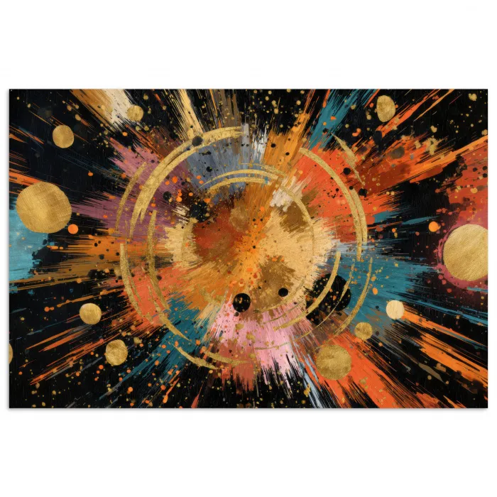 Explosie - Verfstructuur - Goud - Abstract poster papier klein -3d