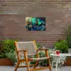 Veren - Pauwveren - Pauw - Blauw - Kunst Tuinposter op houten frame 2 cm dik klein -sfeer3