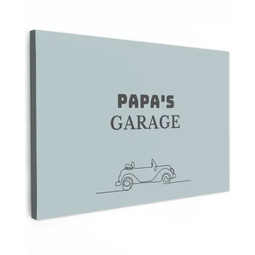 Papa's Garage met auto Tuinposter op houten frame 2 cm dik klein -3d