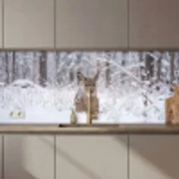 Hert - Sneeuw - Bos - Dieren - Vertederend keuken achterwand 2 middel zz_3dshopping