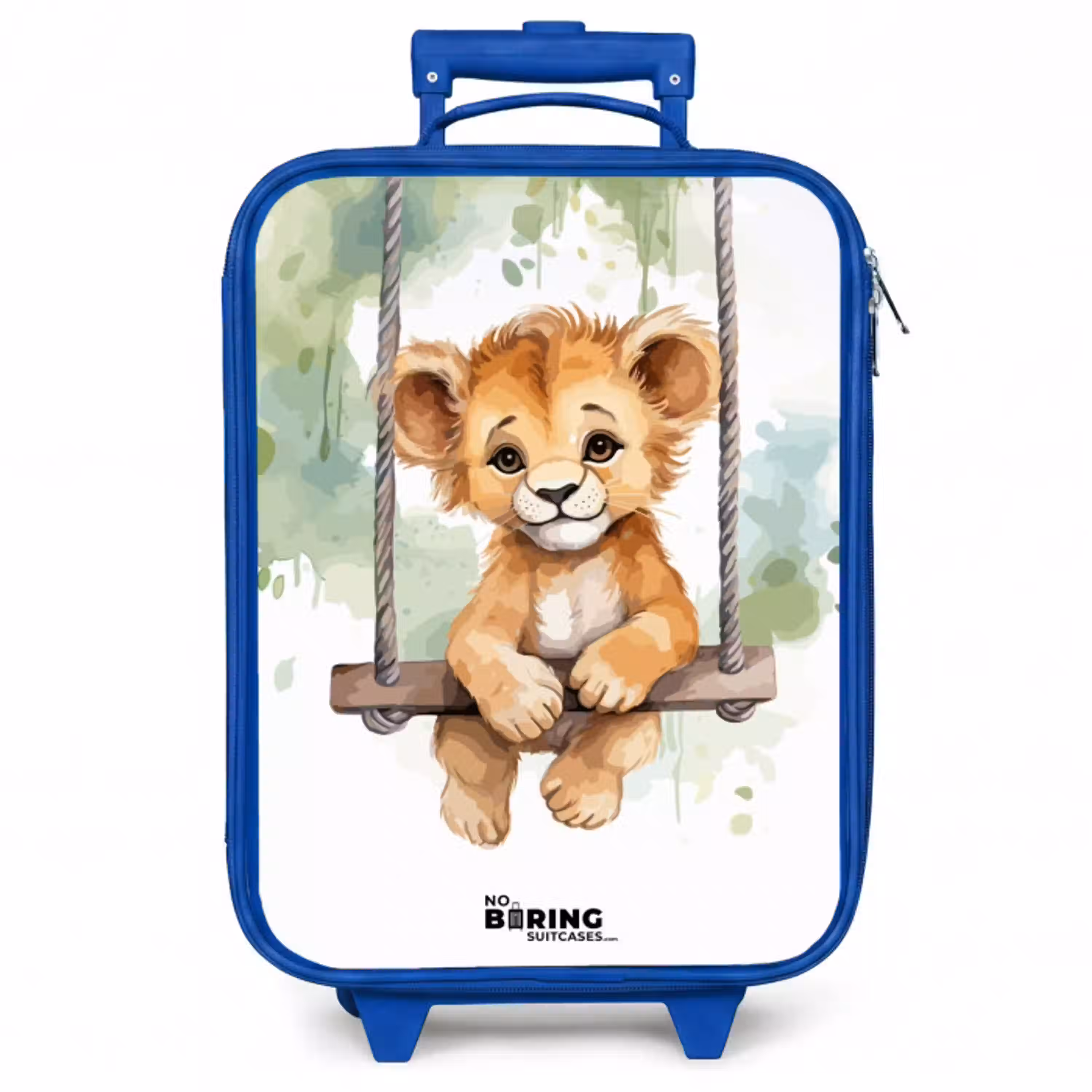 Leeuwenwelpje met schommel illustratie Kinderkoffer - Blauw klein -zzz_website3d