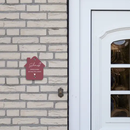 Donker oudroze - Sierlijk Naambord Huisje klein -sfeer1