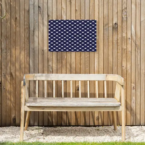 Oceaan - Schelp - Blauw - Wit Tuinposter op houten frame 2 cm dik klein 845 -sfeer4