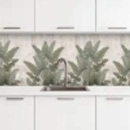 Bananenbladeren - Beton - Groen keuken achterwand 2 middel -3d