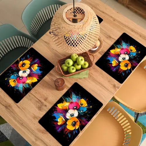 Bloemen - Kleurrijk - Graffiti - Modern - Boeket Placemat vinyl groot -zzsfeer5_Kitchenyeah-website