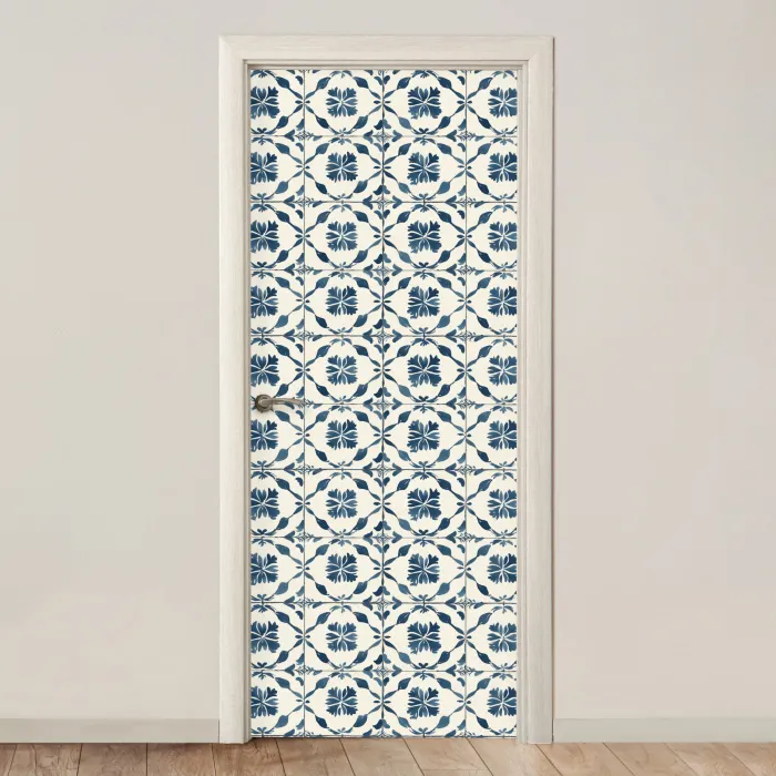 Grafisch - Tegel - Blauw deurposter klein 289 -3d_beige