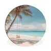 Palmboom - Schommel - Strand - Lucht Wandcirkel aluminium klein -3d