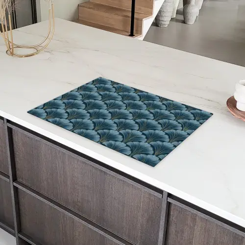 Patroon - Ginkgoblad - Blauw Inductie beschermer vinyl 3mm klein 276 -sfeer8