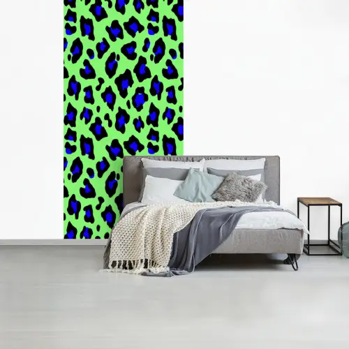Panterprint - Blauw - Groen fotobehang vinyl groot 64 -slaapkamer
