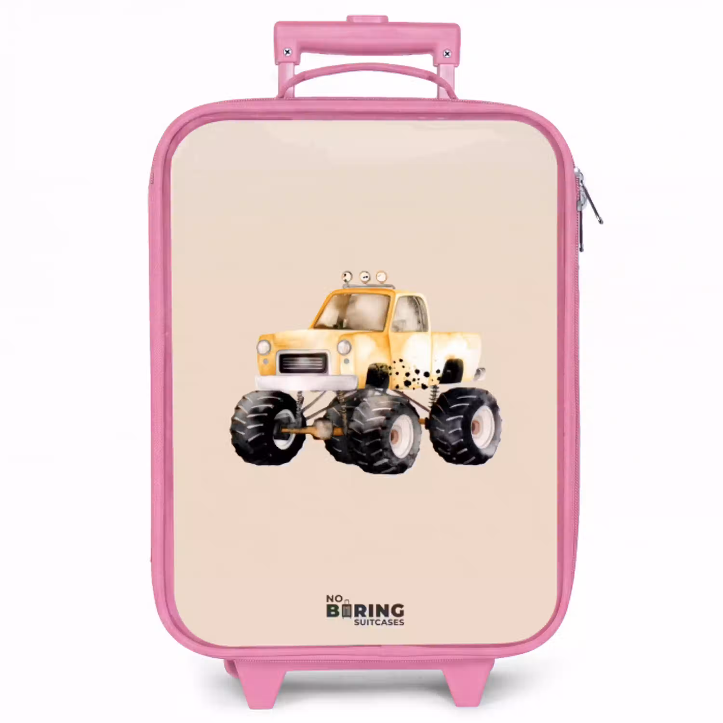 Gele monstertruck op een beige achtergrond Kinderkoffer - Roze klein -zzz_website3d