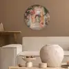 Doorkijk - Boog - Bloemen - Pastel Akoestische PET Vilt - Rond klein -sfeer1