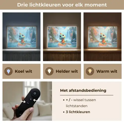 Dino - Natuur - Waterval Light Box met batterij (Wandlamp kind) middel -USP_lichtkleurNL