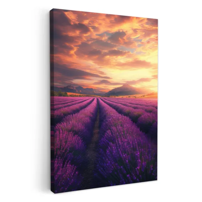 Lavendelveld - Zonsondergang - Paars KitchenYeah - Keuken - Canvas klein -3d