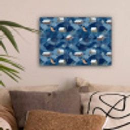 Huisjes - Vogels - Sneeuw - Winter - Blauw canvas 2cm klein 34 -sfeer1