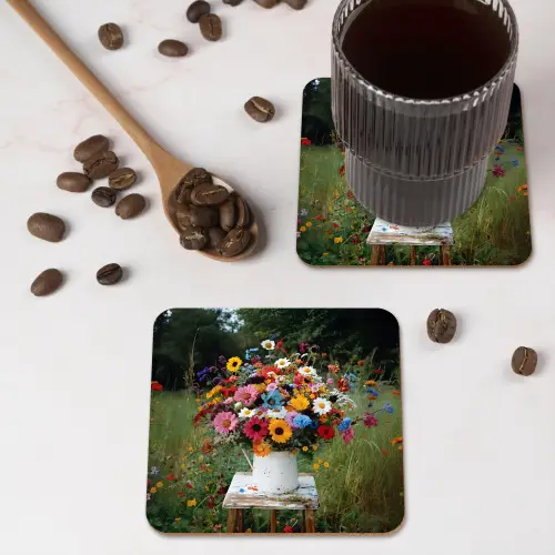 Bloemen - Krukje - Gieter - Veld onderzetter kurk middel -sfeer2