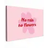 No rain no flowers - Bloem - Roze Tuinposter op houten frame 2 cm dik klein -3d