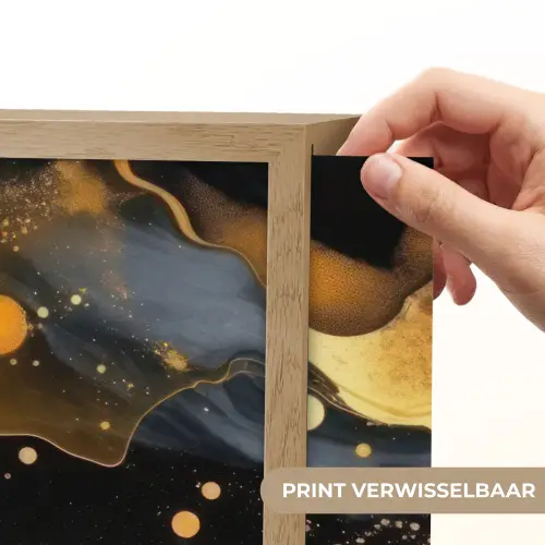 Marmer - Goud - Zwart - Abstract - Modern Light Box met batterij (Wandlamp) middel -USP_websiteprintNL