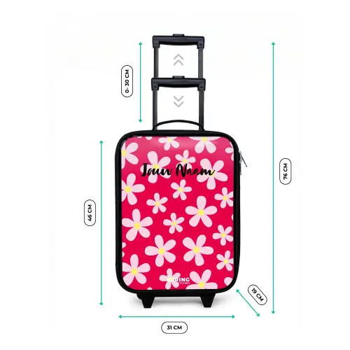 Madeliefjesmania hotpink Kinderkoffer - Zwart klein -productfoto_formaten