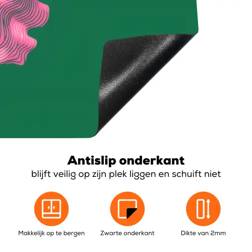 Abstract - Pink - Lijnen - Groen Inductie beschermer vinyl 3mm klein -zzzzzzz-td-onderkant