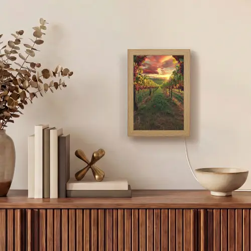 Wijngaard - Druiven - Zonsondergang Light Box met kabel (Tafellamp) klein -sfeer2