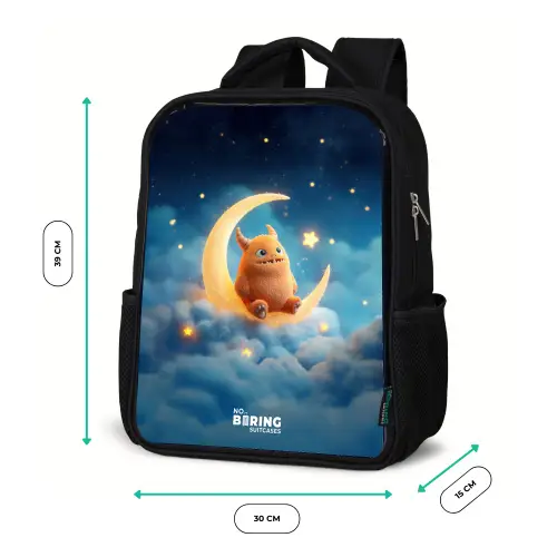 Oranje monster op maansikkel Rugzak - Zwart middel -productfoto_formaten