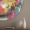 Lippen - Graffiti - Expressief Akoestische PET Vilt - Rond klein -sfeer5_closeup