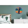 Olifant - Kleurrijk - Lucht - Abstract Wandcirkel aluminium klein -slaapkamer