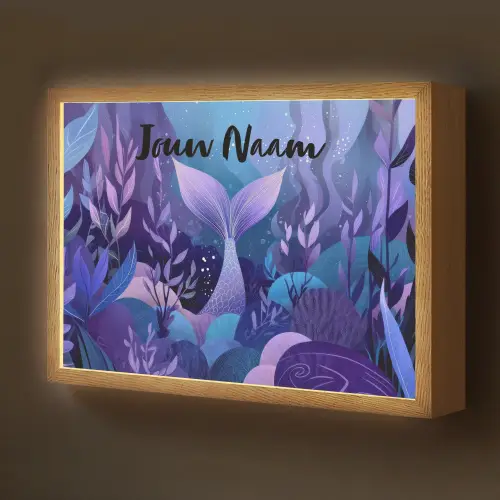 Zeemeerminnenstaart - Onderwaterplanten - Paars - Blauw Light Box met batterij (Wandlamp kind) middel -z3d_website