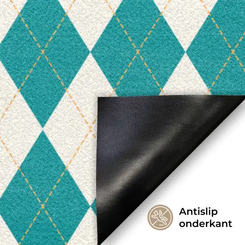 Illustratie - Ruiten - Rood - Groen Deurmat klein 898 -antislip_NL