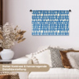 Ruitpatroon - Blauw - Crème Wandkleed katoen klein 269 -tsfeer1_DE