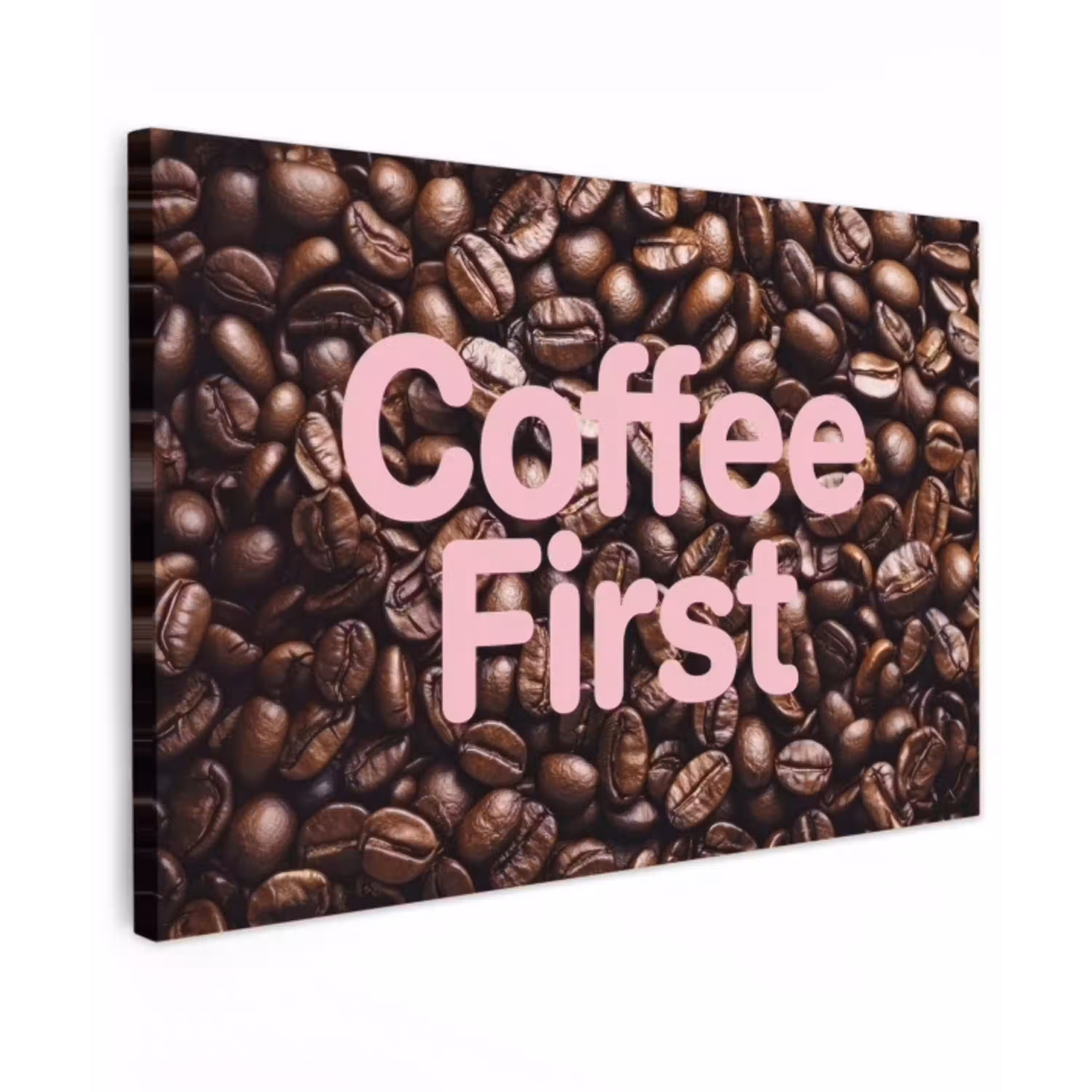 Coffee First - Koffiebonen - Roze canvas 2cm klein -z3d