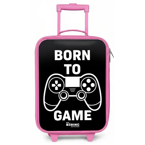 Qoute met controller in zwart wit Kinderkoffer - Roze klein -zz3dotto