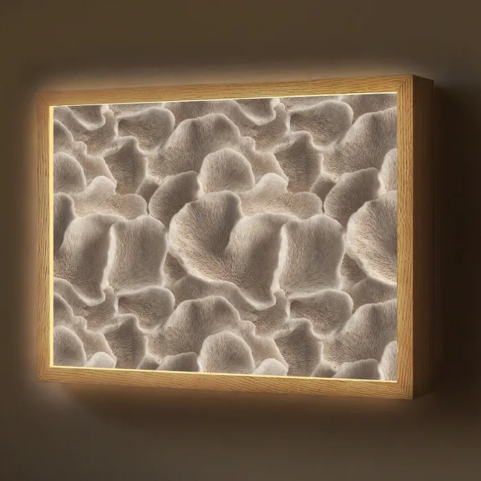 Waaiervorm - Beige - Vezel textuur Light Box met batterij (Wandlamp) middel 907 -z3d_website